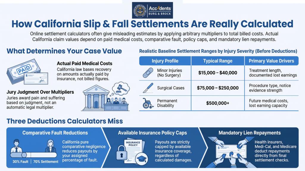 California slip and fall settlement calculator guide