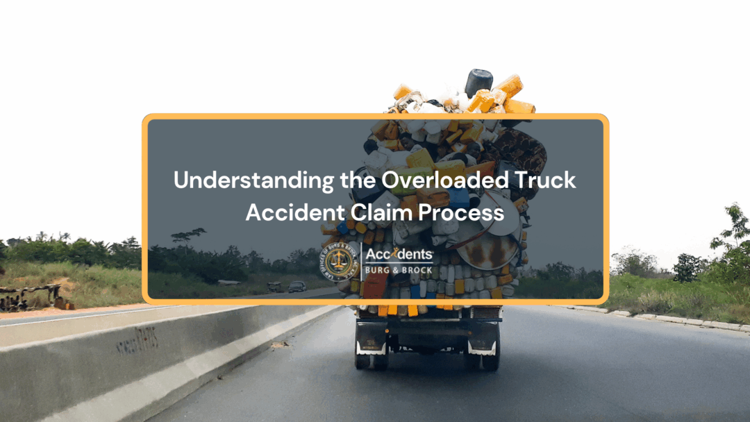 Overloaded truck piled high with plastic containers on a highway