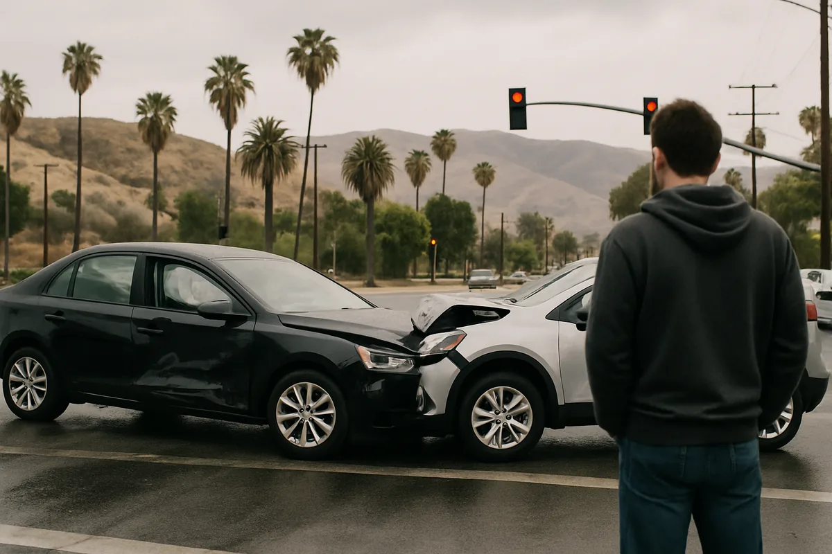 car accident scene on a Bakersfield road