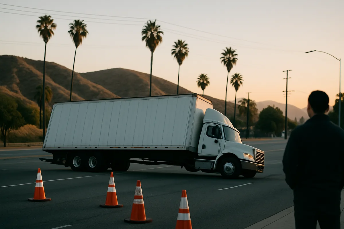 truck accident scene on a Bakersfield road