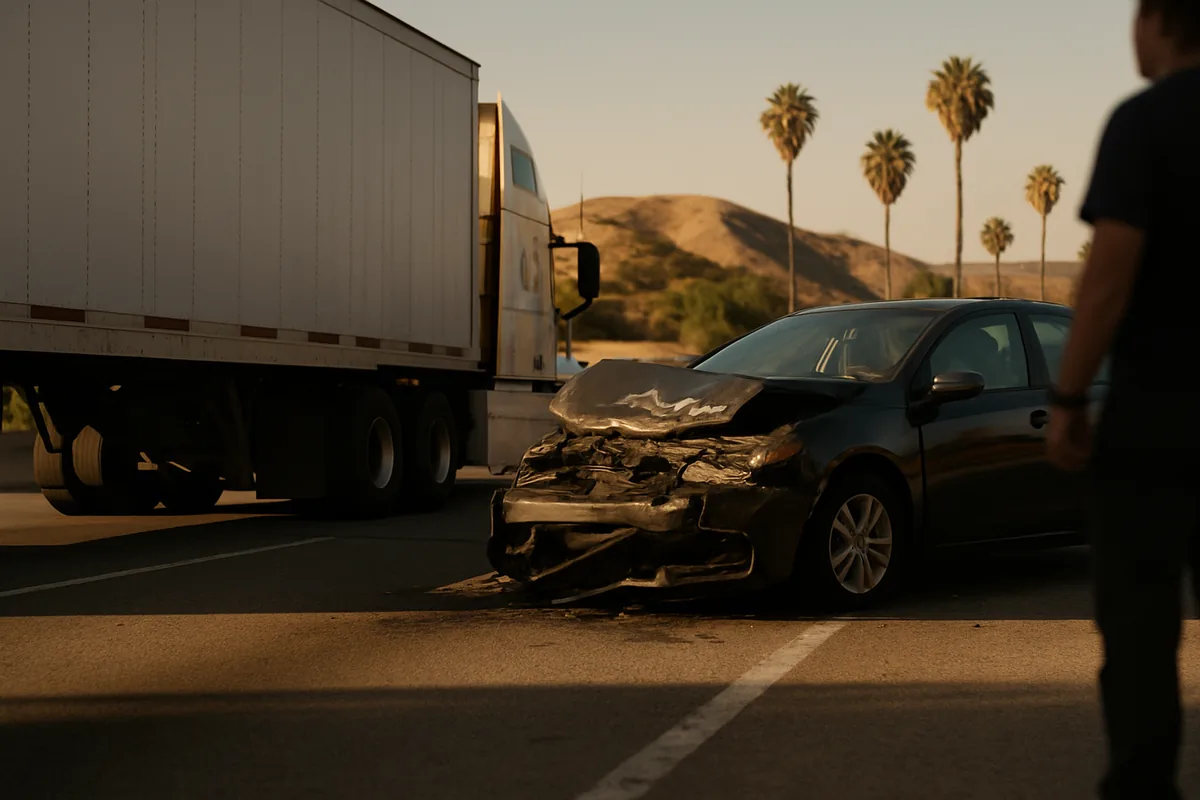 truck accident scene on a Beverly Hills road