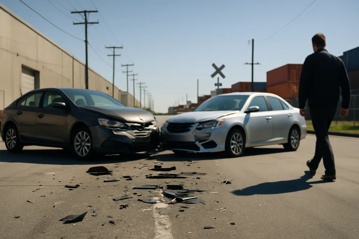 car accident scene on a Burbank road
