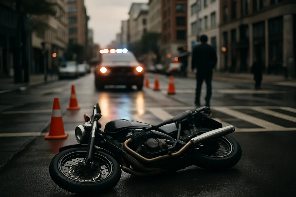 motorcycle accident scene on a Burbank road