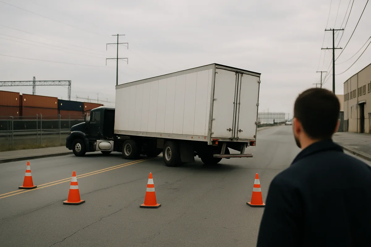 truck accident scene on a Carson road