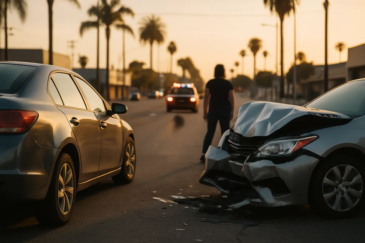 personal injury scene on a East Los Angeles road