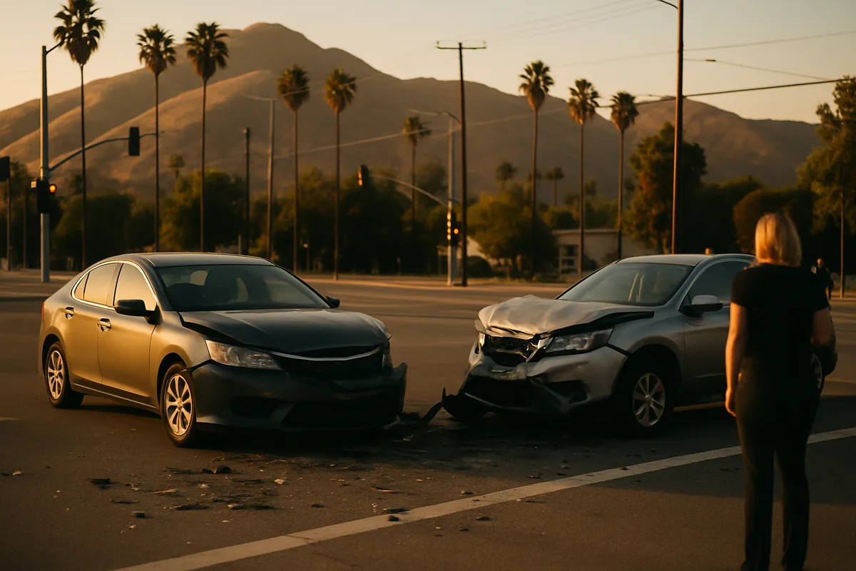 car accident scene on a Encino road