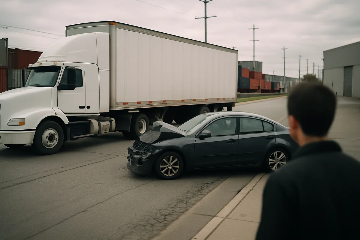 truck accident scene on a Glendale road