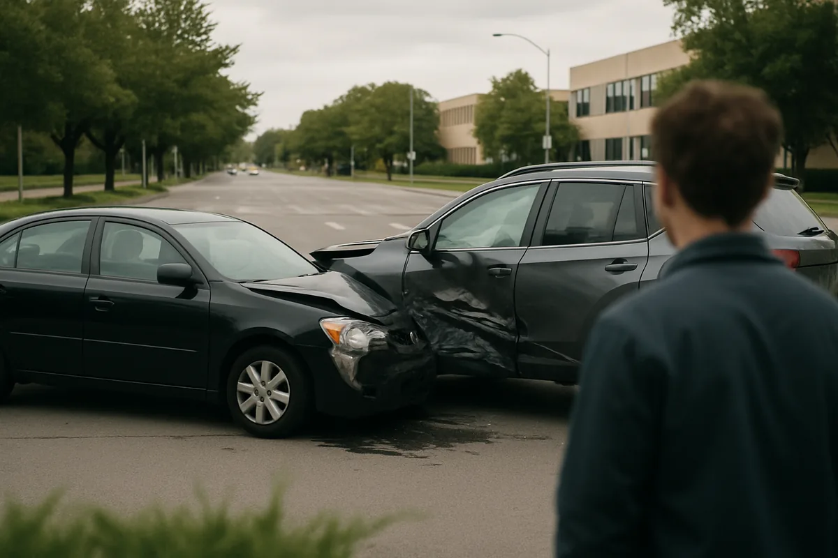 car accident scene on a Irvine road