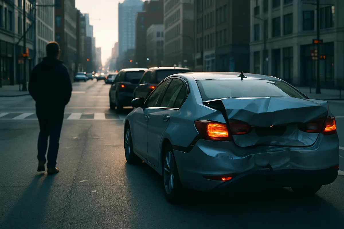 car accident scene on a Long Beach road