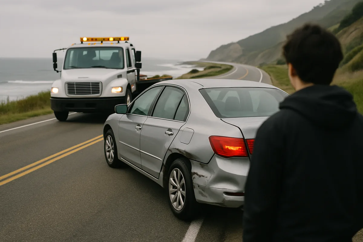 personal injury scene on a Long Beach road