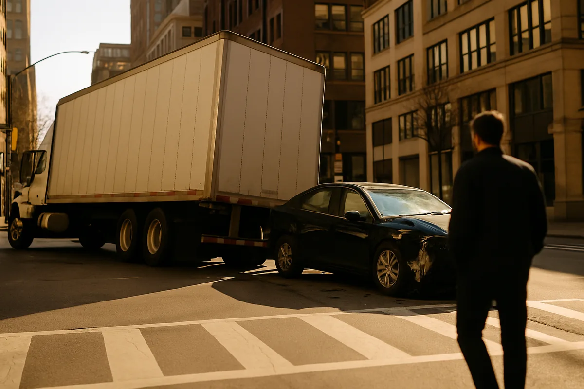 truck accident scene on a Long Beach road