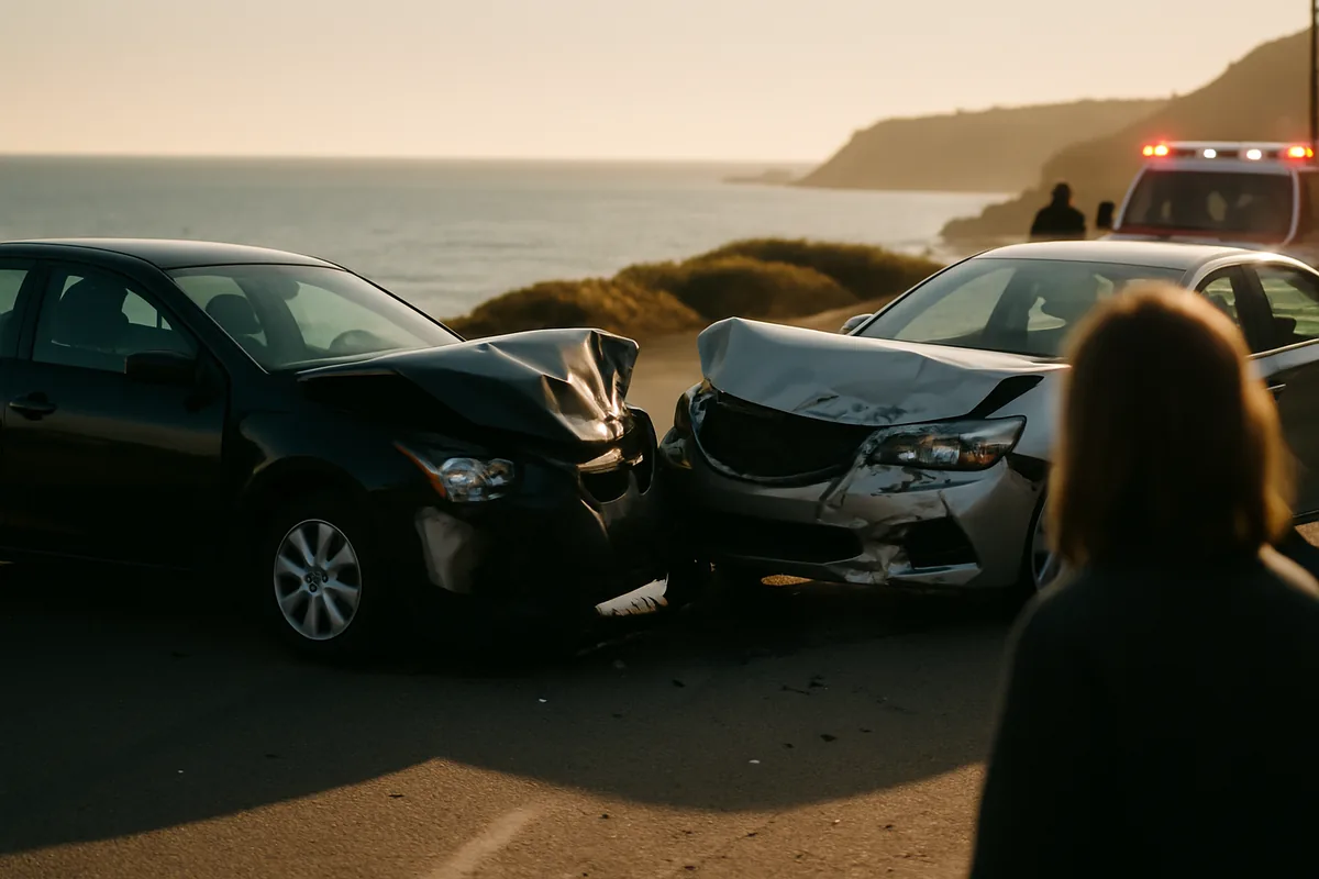 personal injury scene on a Manhattan Beach road