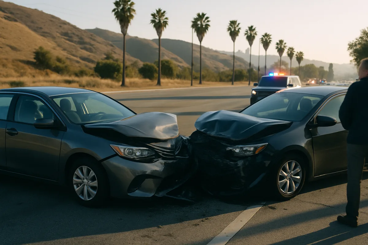personal injury scene on a Newport Beach road