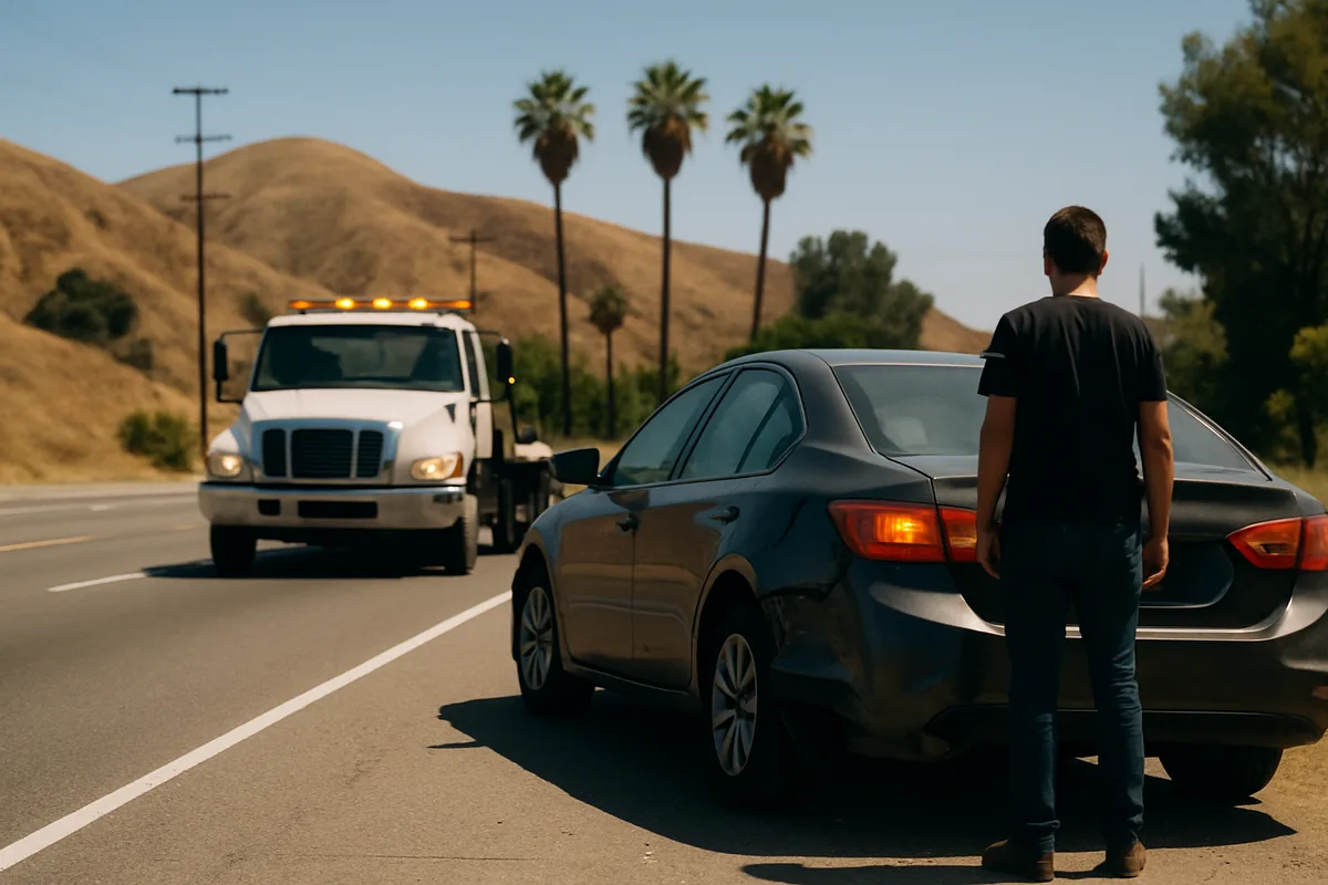 personal injury scene on a North Hollywood road
