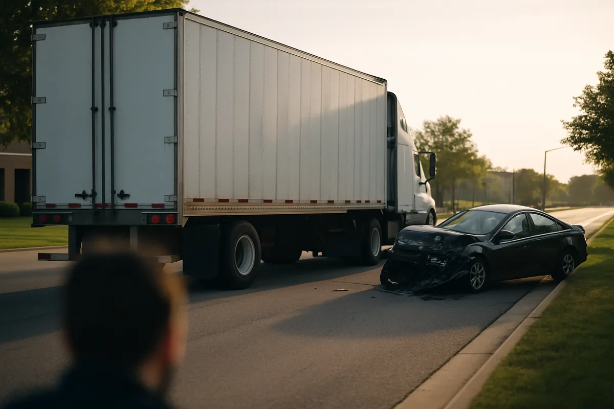 truck accident scene on a Pasadena road