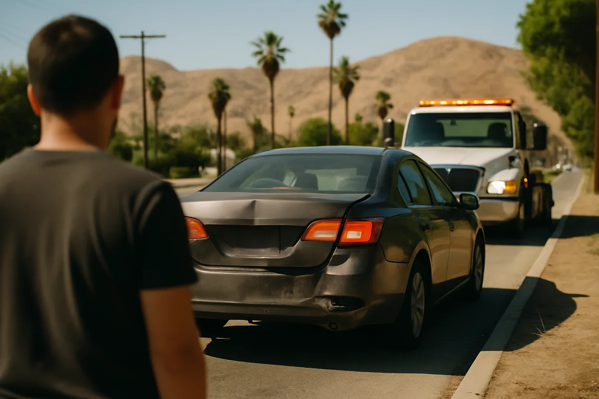 personal injury scene on a Riverside road