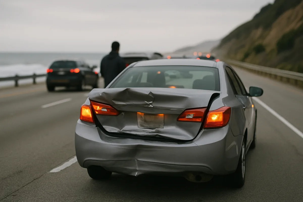 car accident scene on a Santa Monica road