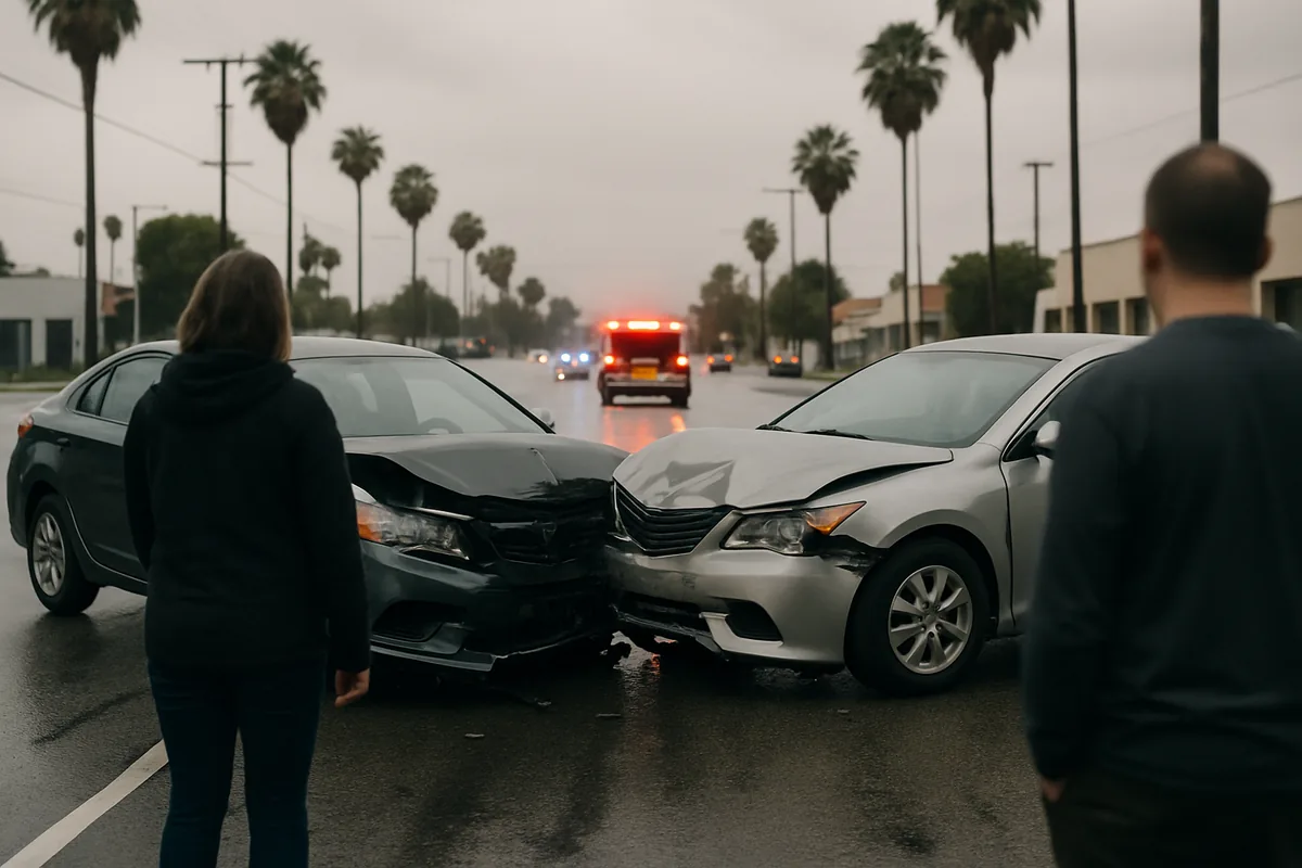 personal injury scene on a Sherman Oaks road