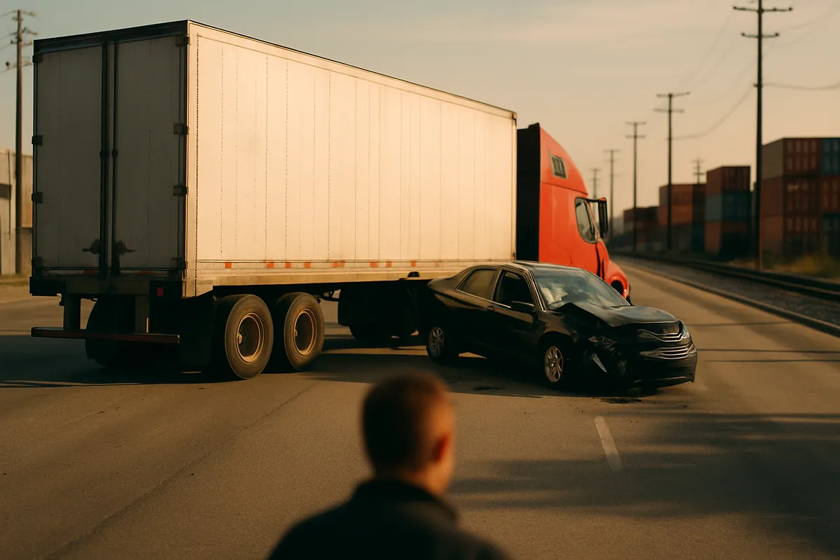 truck accident scene on a Sherman Oaks road