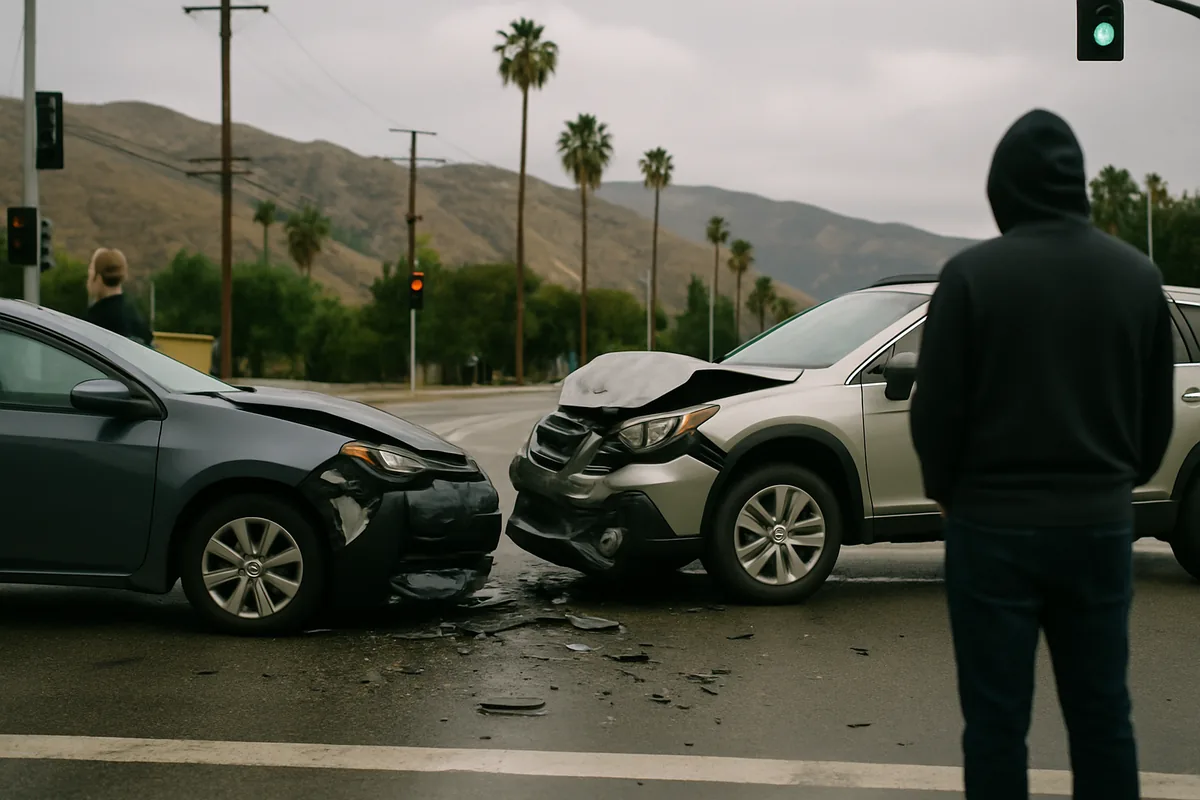 car accident scene on a Studio City road