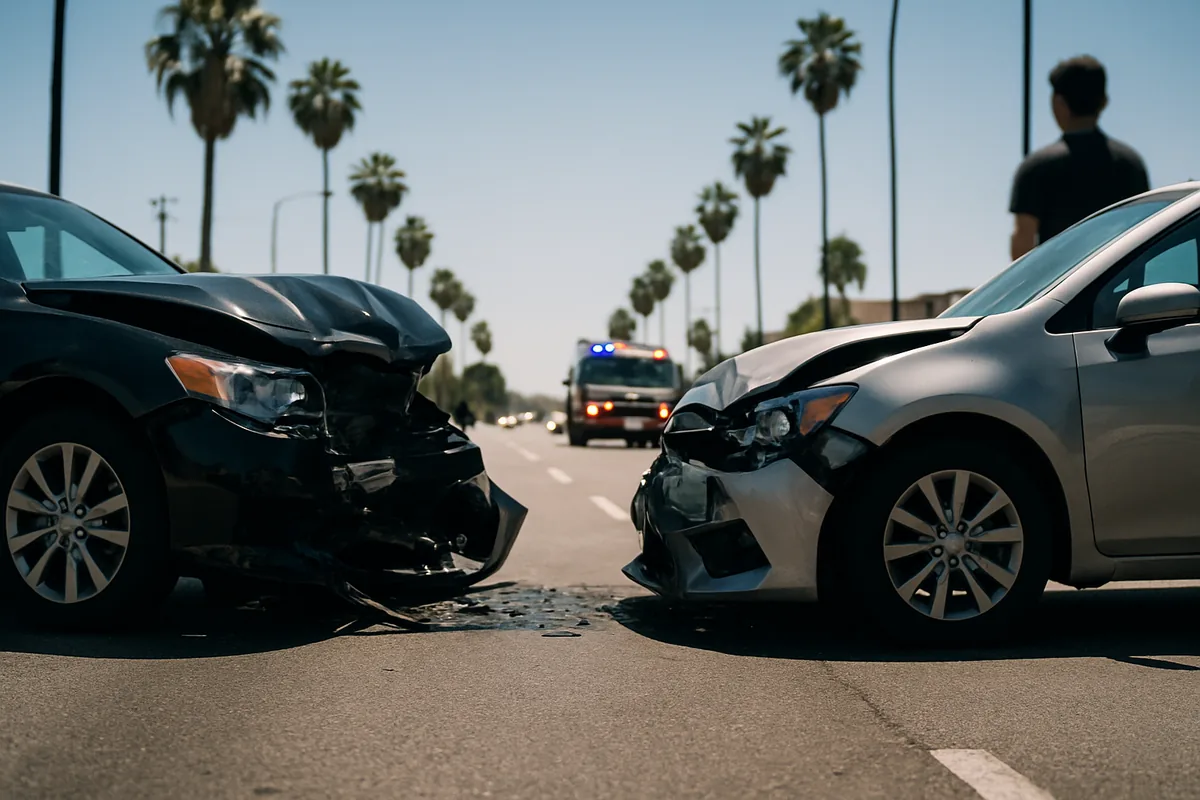 personal injury scene on a Tarzana road