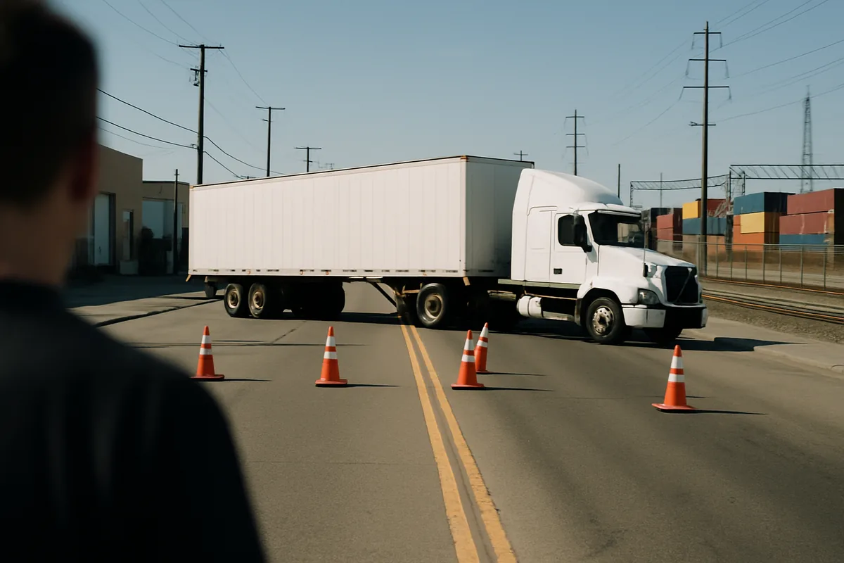 truck accident scene on a Visalia road